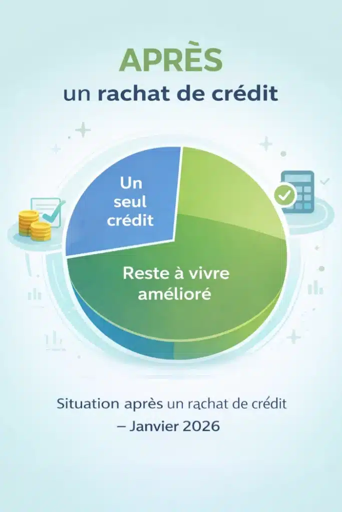 Illustration après un rachat de crédit montrant un crédit unique et un reste à vivre amélioré